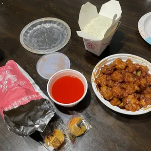 a variety of food items on a table