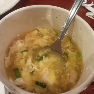 Finally got the egg drop soup after waiting for 35 minutes.