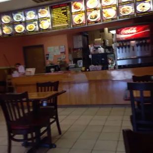 the inside of a fast food restaurant