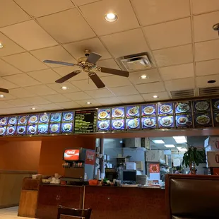 a restaurant with many menus
