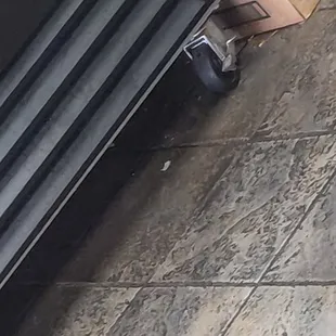 a black trash can and a cardboard box