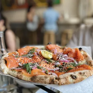 Smoked Salmon Pizza - Instagram @friesandchives