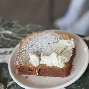 Banana bread with honey whipped butter