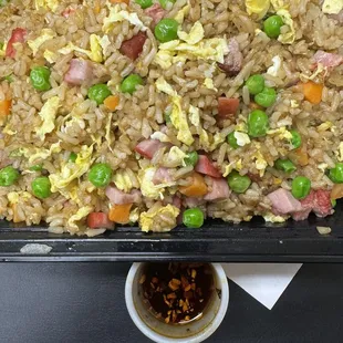 Good sized portion of the BBQ pork fried rice