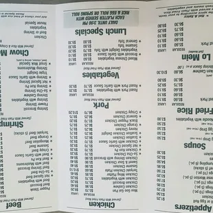 a menu for a restaurant