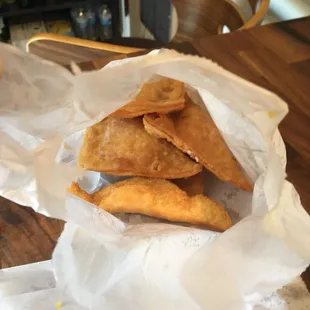 Crab Rangoon's with 2 already gone. The portion is huge!