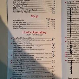 Updated menu prices