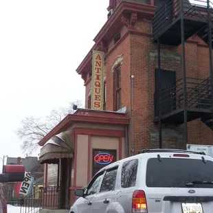 Another view of the outside of the Greater Columbus Antique Mall, from the parking lot