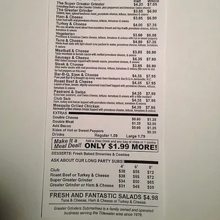 menu
