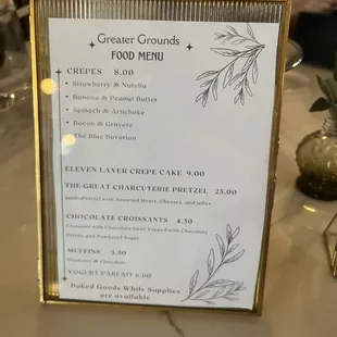 Food menu