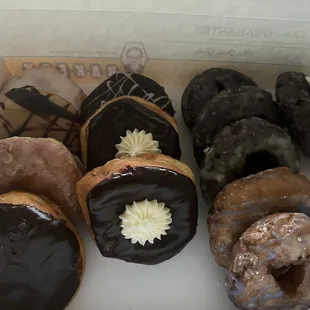 Delicious variety of doughnuts.