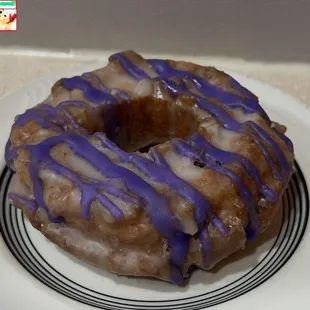 Glazed Blueberry Old Fashion Doughnut