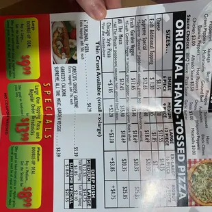 a hand holding a menu