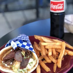 Gyro, fries, and a classic coke. It truly does not get better than this.