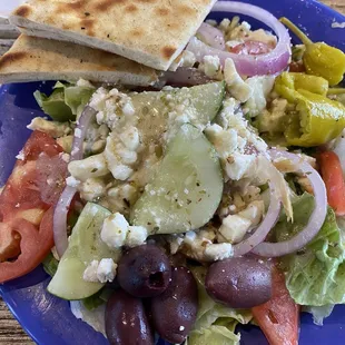 Greek salad with pita. So yummy!