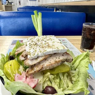 Greek Salad with Chicken (and no tomatoes or anchovies/shrimp)