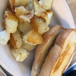 Side of potatoes and Cuban toast