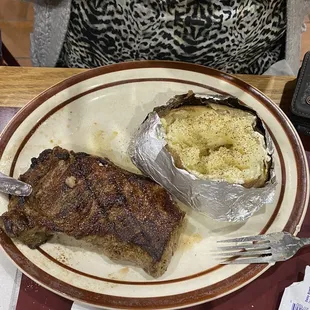 8 oz ribeye and baked potato