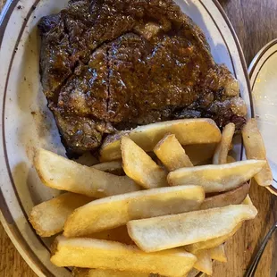 8oz Ribeye with the Spicy seasoning and steak fries.