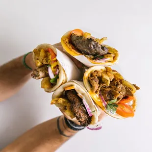 a person holding a plate of food