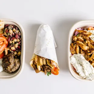 three different types of food in containers