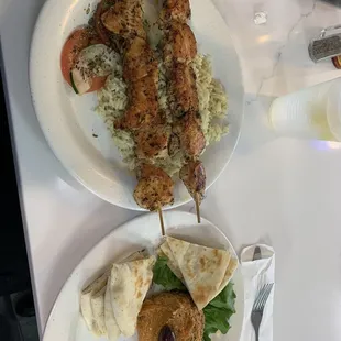 Grilled Chicken Kebobs Plate!! Spicy Hummus