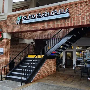 the entrance to the restaurant