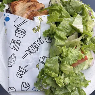 Salmon Gyro and Greek Salad