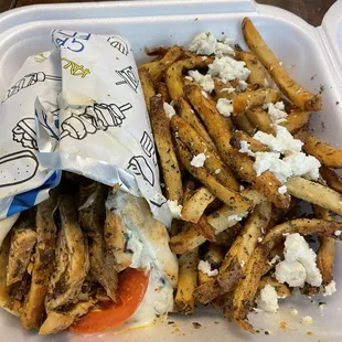 Chicken pita with Opa fries