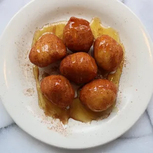 a plate of fried meatballs