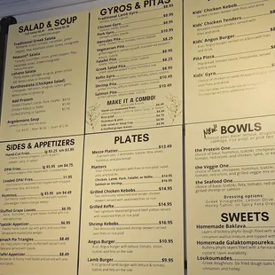 Wall menu