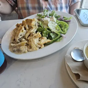 A Greek salad a a Greek pasta side