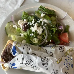 Traditional Gyro w/a Greek salad