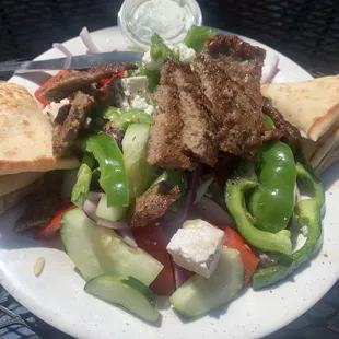 Huge Peasant Salad with lamb added and