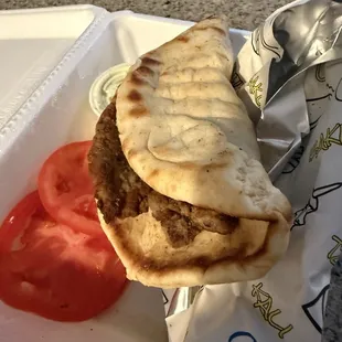 A very sad gyro.  Needs more meat.