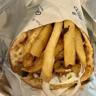 Chicken Pita with Greco Fries