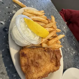 Kids Fish and Chips, generous portion size.