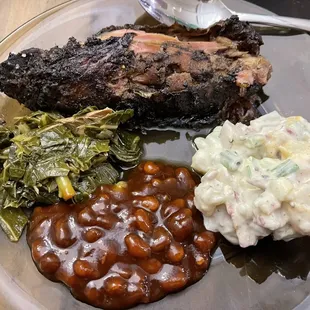 Smoked Turkey Wings, Collards Greens, Potato Salad, Baked Beans