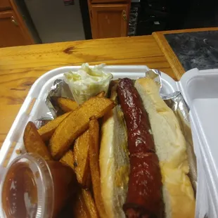 Polish boy with fries sauce in side