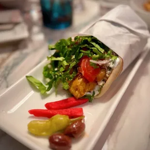 Grilled Chicken Pita Wrap - phenomenal!! Most tender chicken and so flavorful - highly recommend!