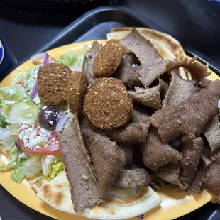 Gyro and falafel plate