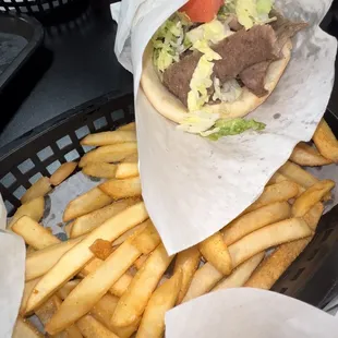 Gyro Sandwich with French fries