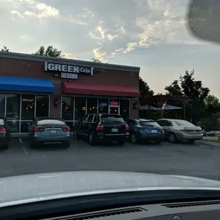 Restaurant is on the corner and has deck area also