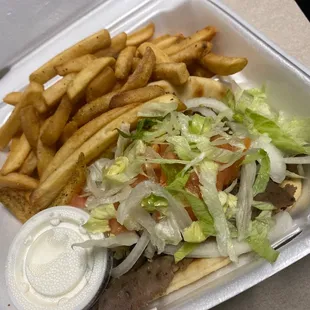 Was so good had to get a second Gyro fries and salad