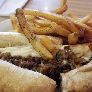 Philly cheesesteak sandwhich meal