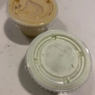 Homemade Jalapeno Tzatziki Sauce and Hummus ($1.45 each)