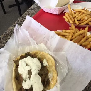 Gyro &amp; fries combo 6.99 - tons of meat!
