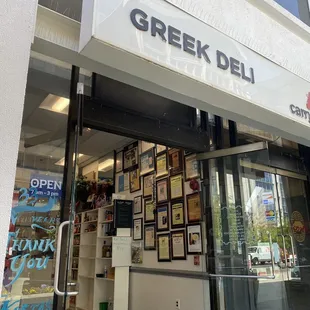 the entrance to the restaurant