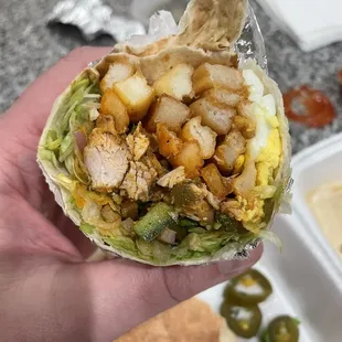 Afghani Burger - really a misnomer, more of an Afghani version of a California Burrito. Afghani Burrito? Either way, get it.