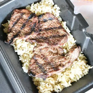steak and rice